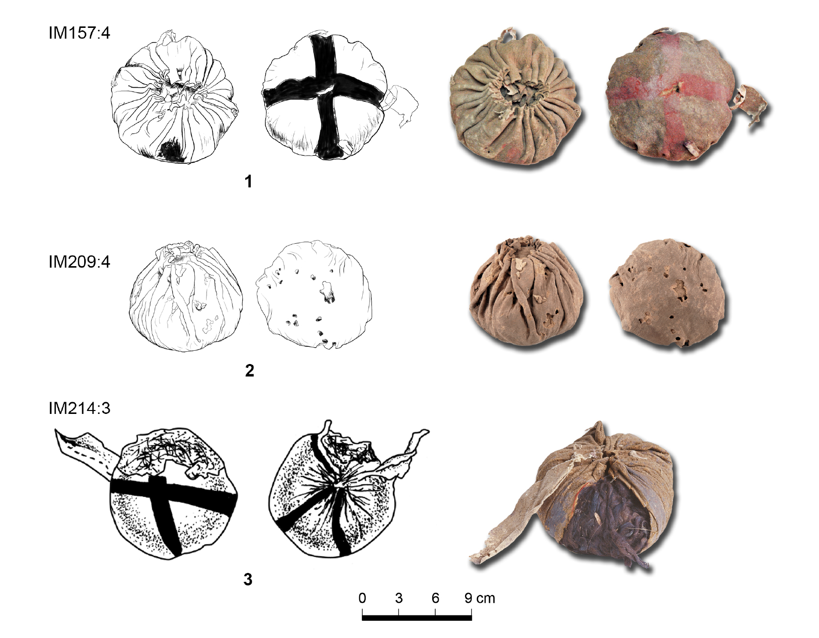 These three balls, measuring between 7.4 and 9.2cm in diameter, have been dated at around 2,900 to 3,200 years old.