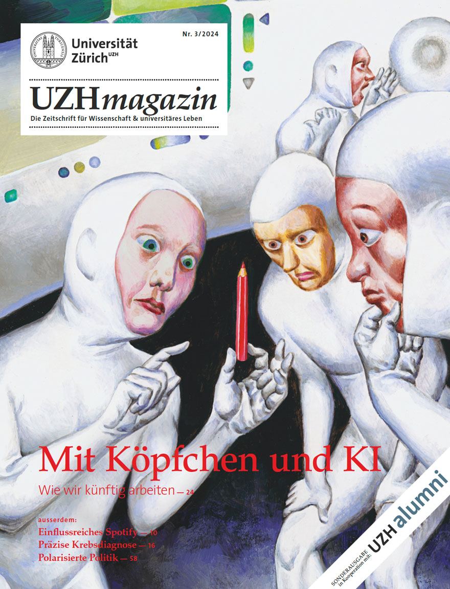 UZH Magazin 3/24: Mit Köpfchen und KI. Wie wir künftig arbeiten.