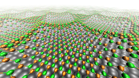 The nanomesh structure is shaped like honeycomb with a comb-comb distance of 3.2 nanometers